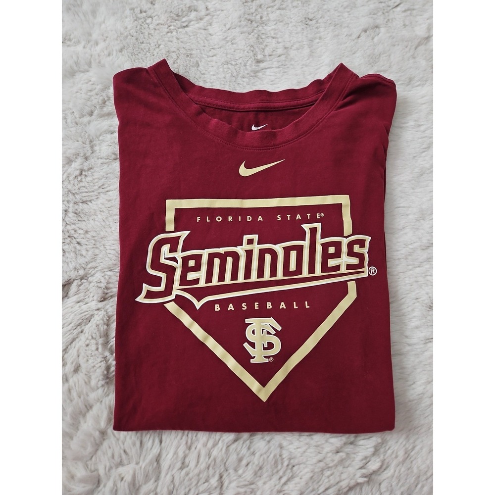 Nike FSU Seminoles Baseball T-Shirt Men's XXL Maroon‎ Dri-Fit Athletic Sporty